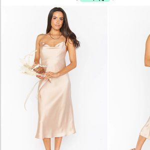 ShowMeYourMumu - Verona Cowl Dress - Champagne Luxe Satin - Size L - NWT